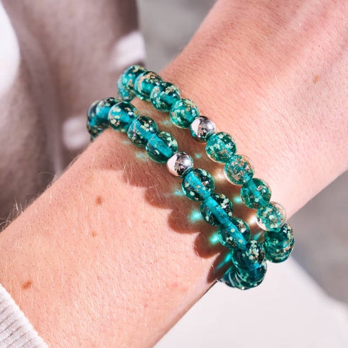 Teal | .925 Sterling Silver | Firefly Glass Bracelet